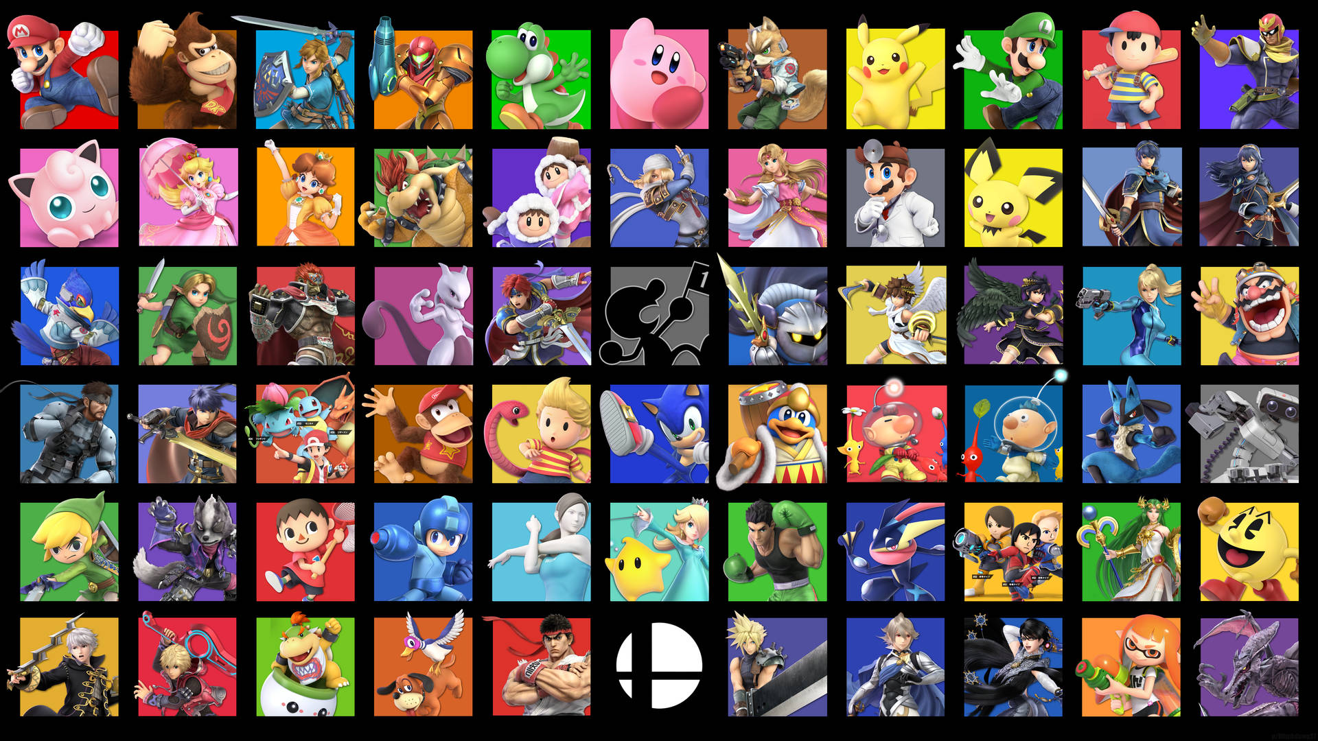 Super Smash Bros Ultimate Colorful Roster Background