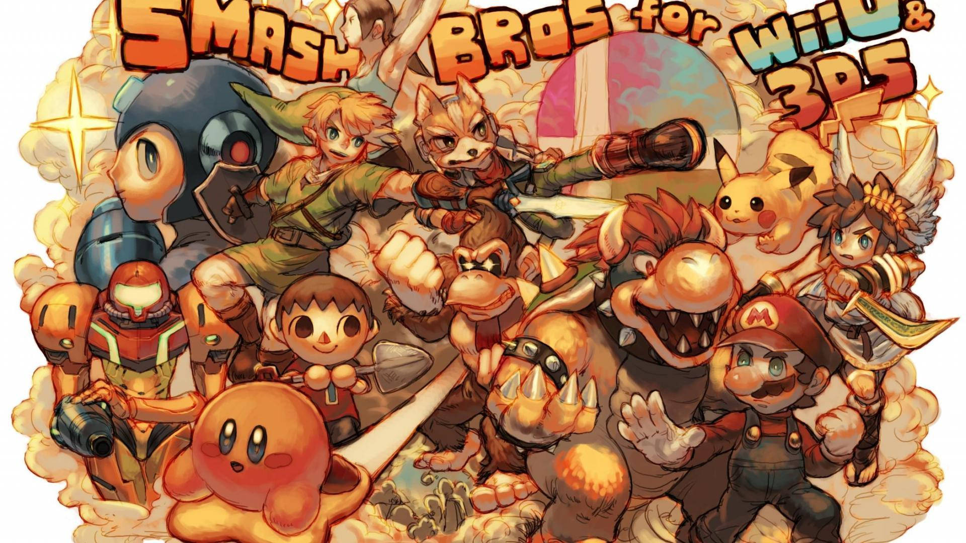 Super Smash Bros Ultimate Cute Retro Background