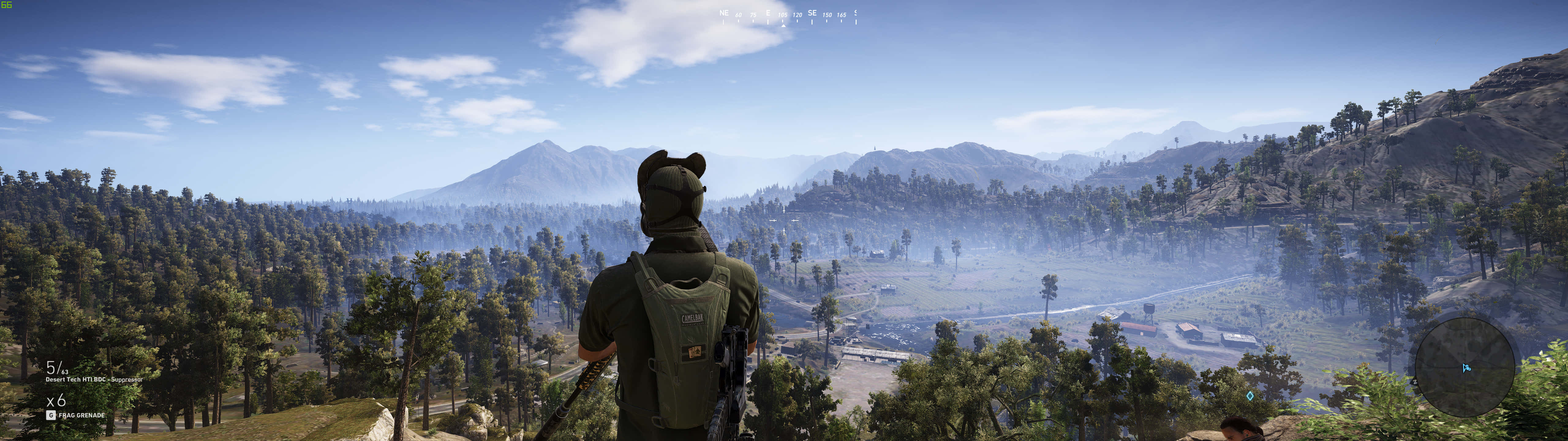 Super Ultra Wide_ Gamer Overlooking Valley Background