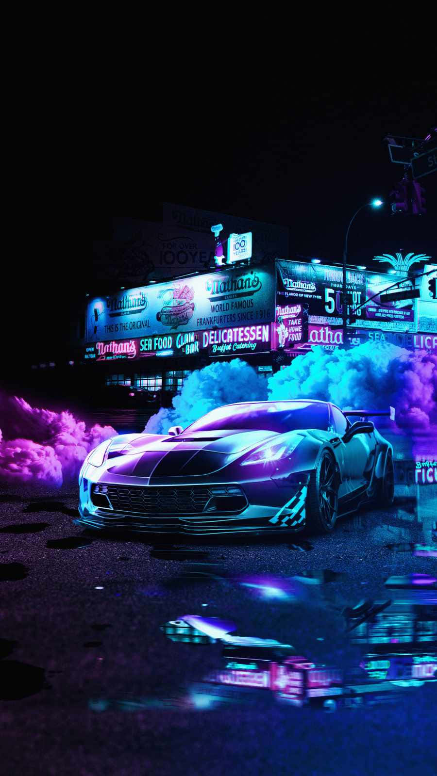 Supercar Neon Smoke Background