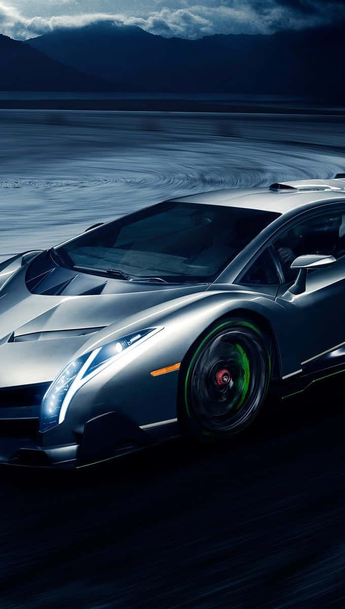 Supercar Silver Lamborghini Veneno