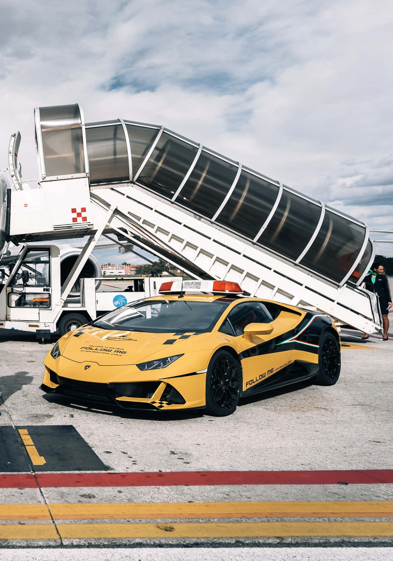 Supercilious Car In The Airport Background