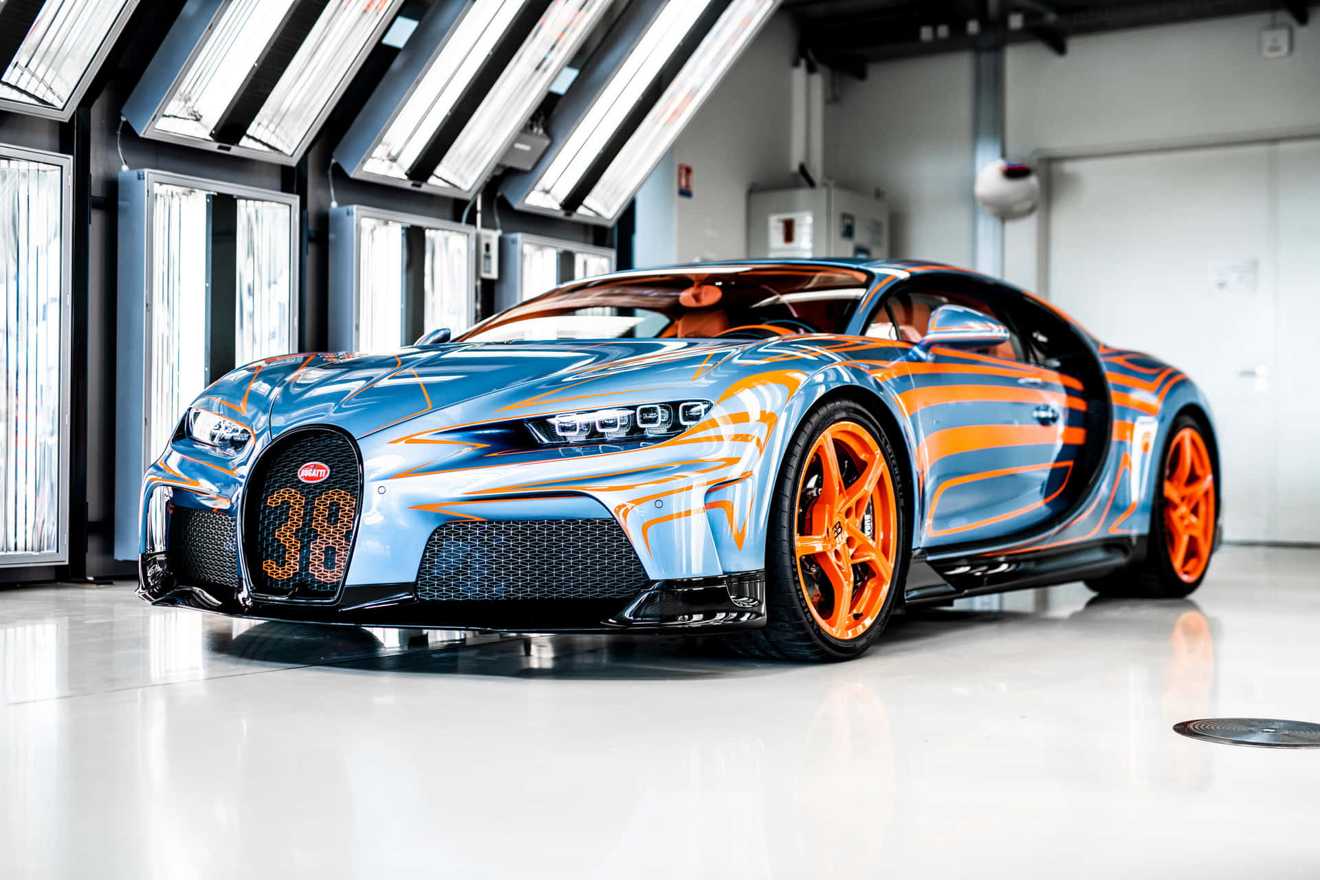 Supercilious Car With Orange Prints Background