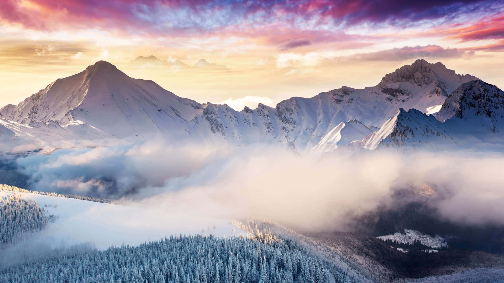 Superficial Mist On Mountain Background