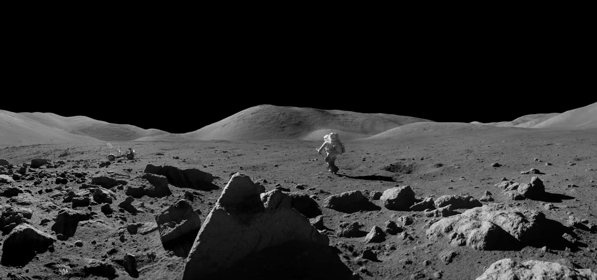 Superficial Rocks And Astronaut On Moon