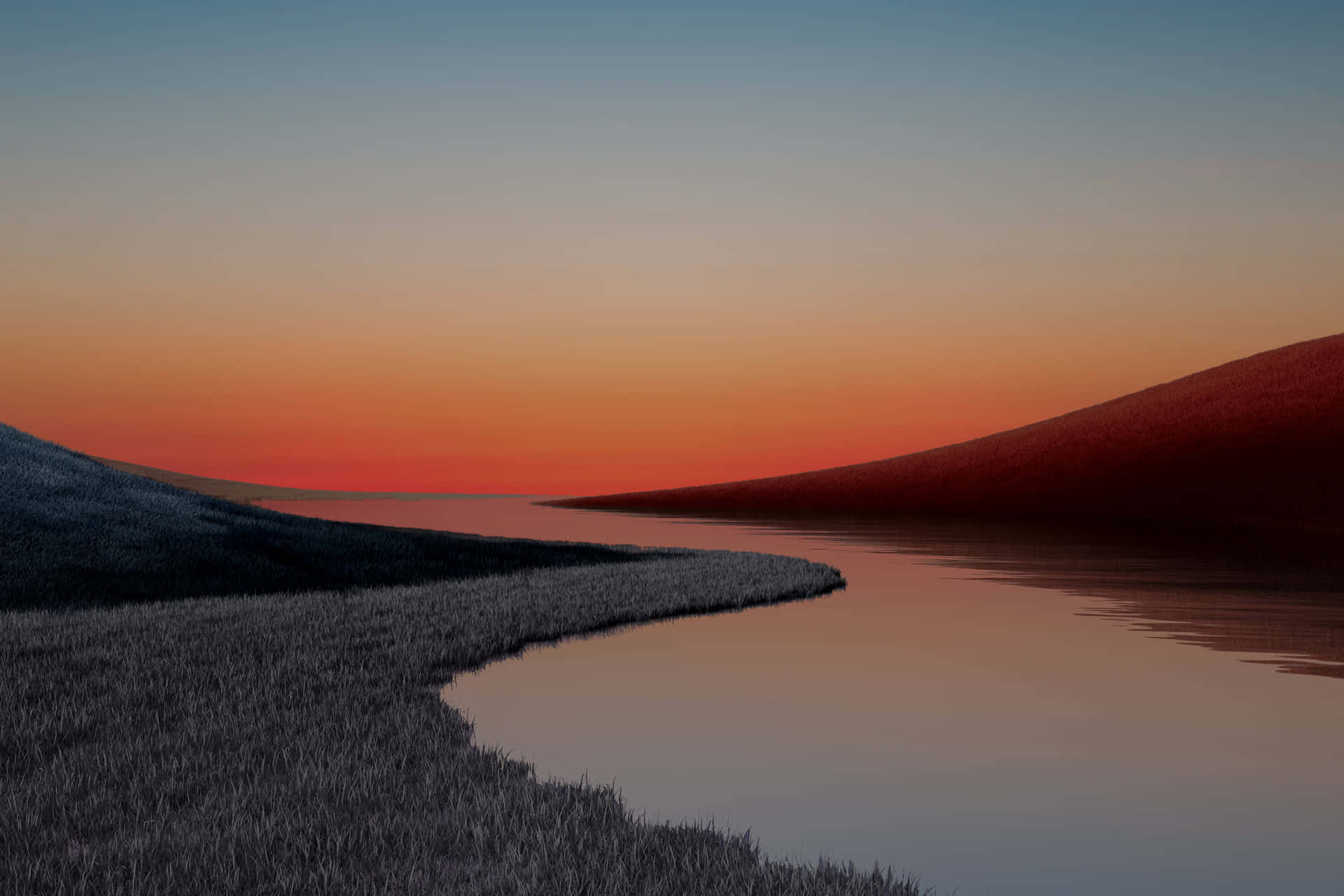 Superficial Water Of Stream At Sunset