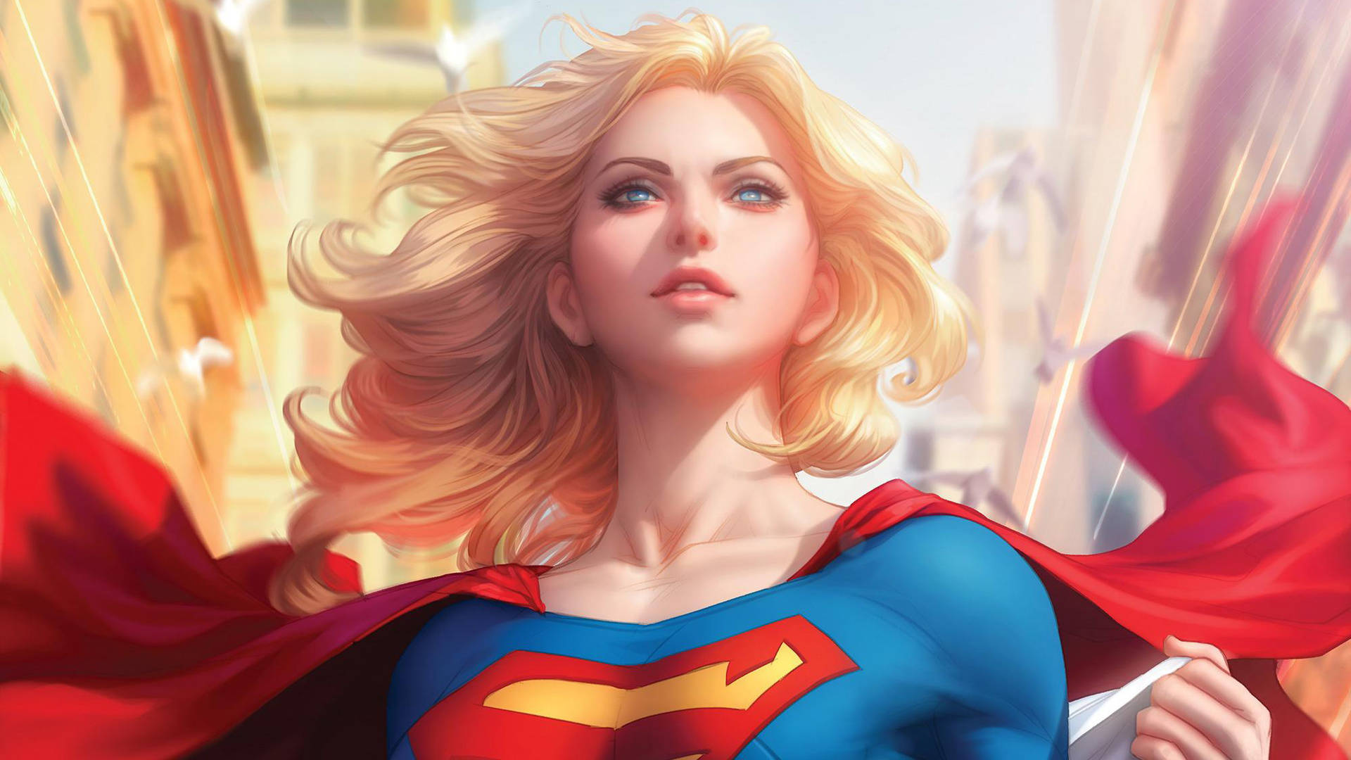 Supergirl Cartoon Portrait Background