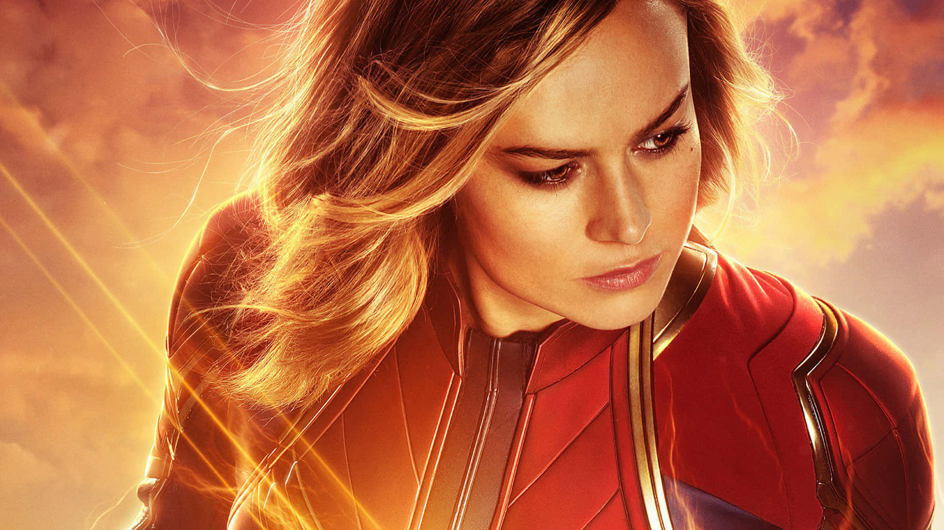 Superhero Captain Marvel Soaring Through The Desert In 3d