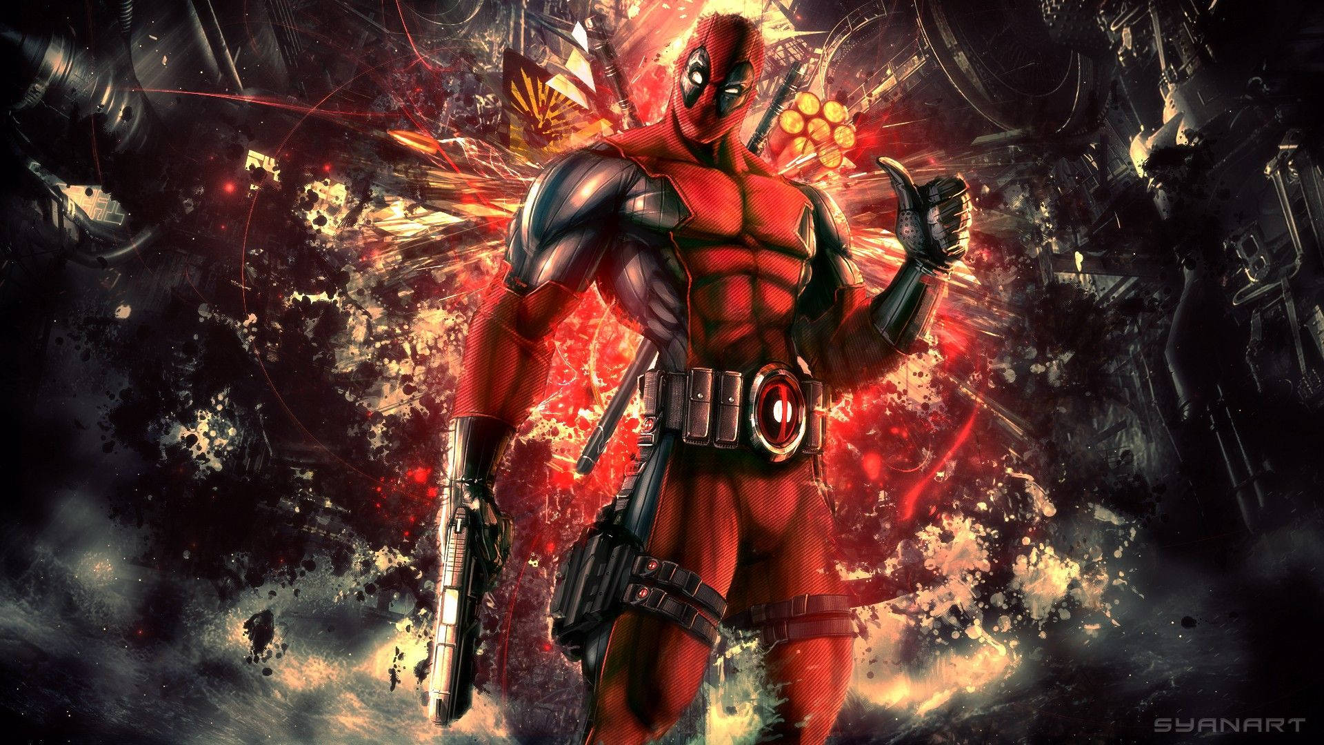 Superhero Deadpool Digital Art Background