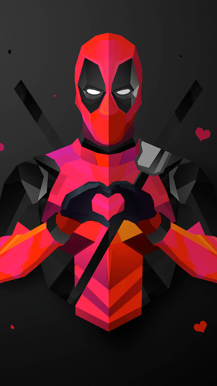 Superhero Deadpool Heart Sign Background