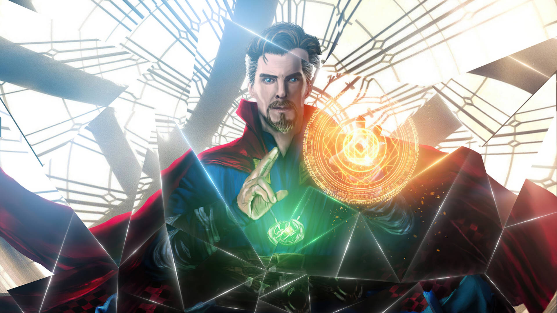 Superhero Doctor Strange Broken Glass Illustration Background