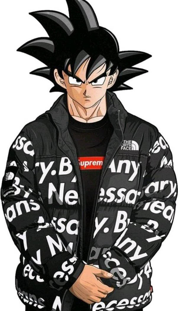 Superhero Supreme Goku In Black Jacket Background