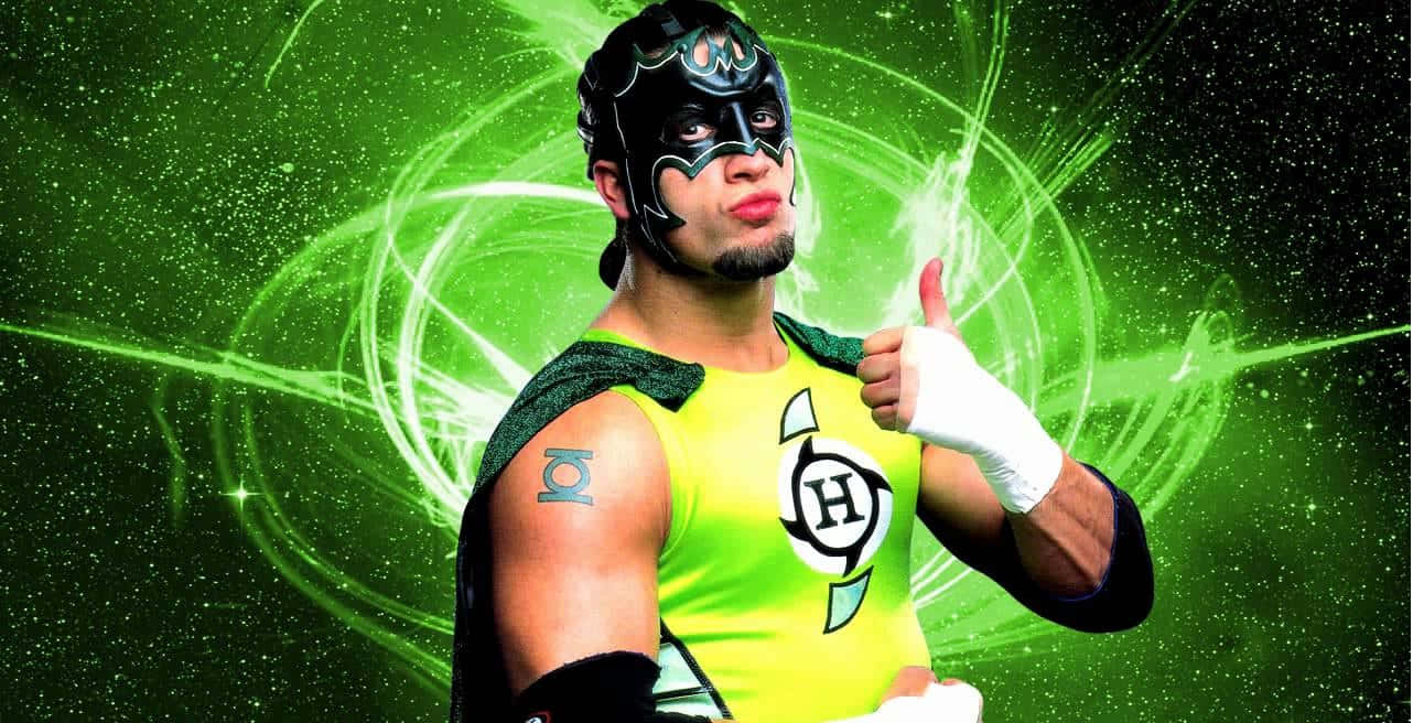 Superhero Wrestler Giving Thumbs Up Background