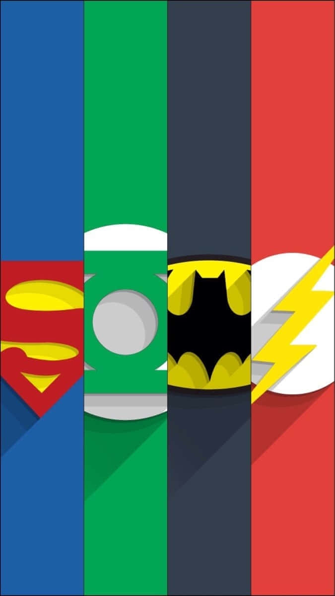 Superheroes Iconic Costumes Vertical Stripes Background