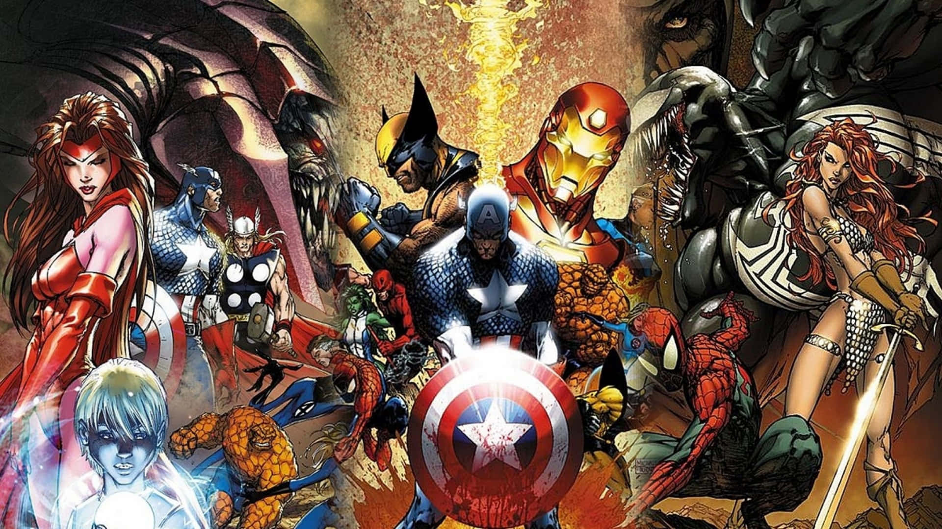 Superheroes Of Marvel Comics 2560x1440 Background