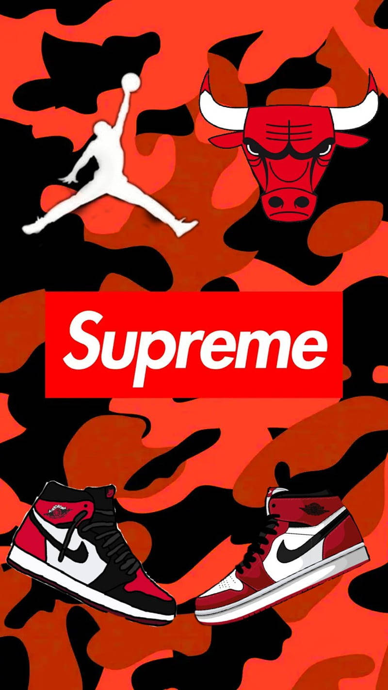 Superior Supreme Logo On Red Camouflage Background