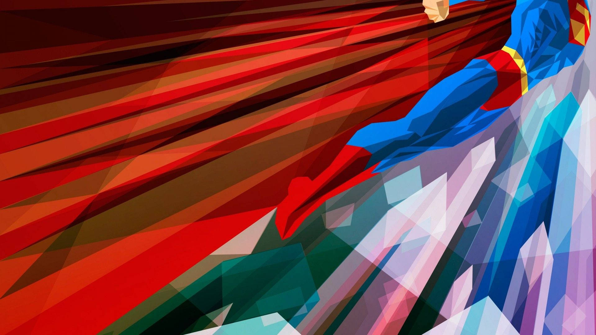 Superman Flying In The Air With A Colorful Background Background