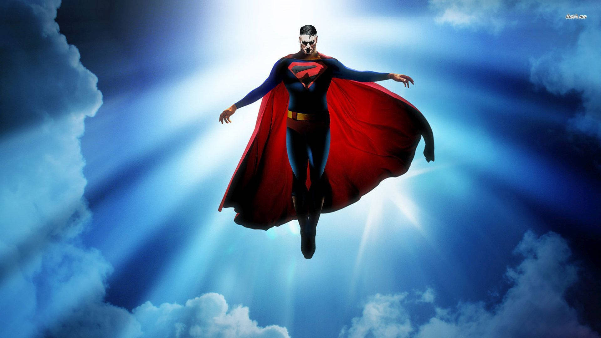 Superman Flying In The Sky With Clouds Background