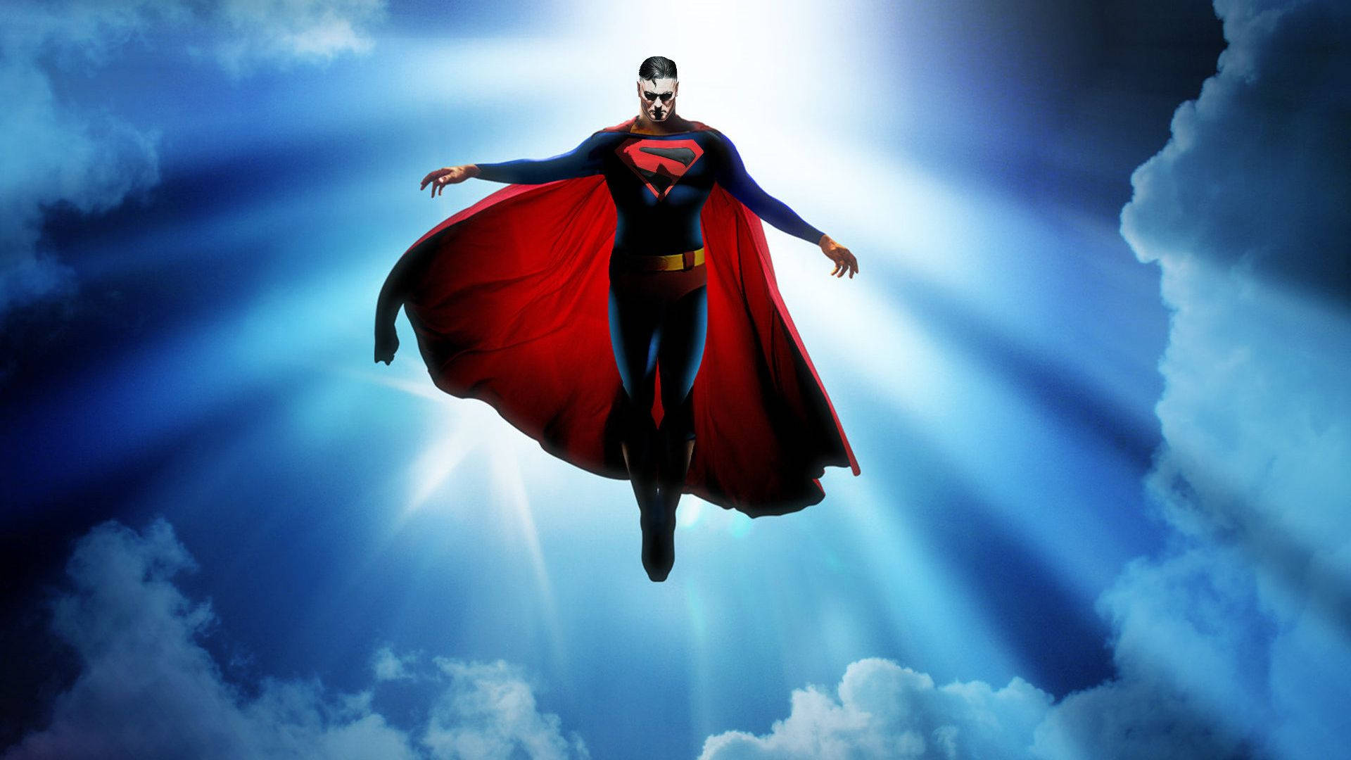 Superman Flying Through The Clouds Background