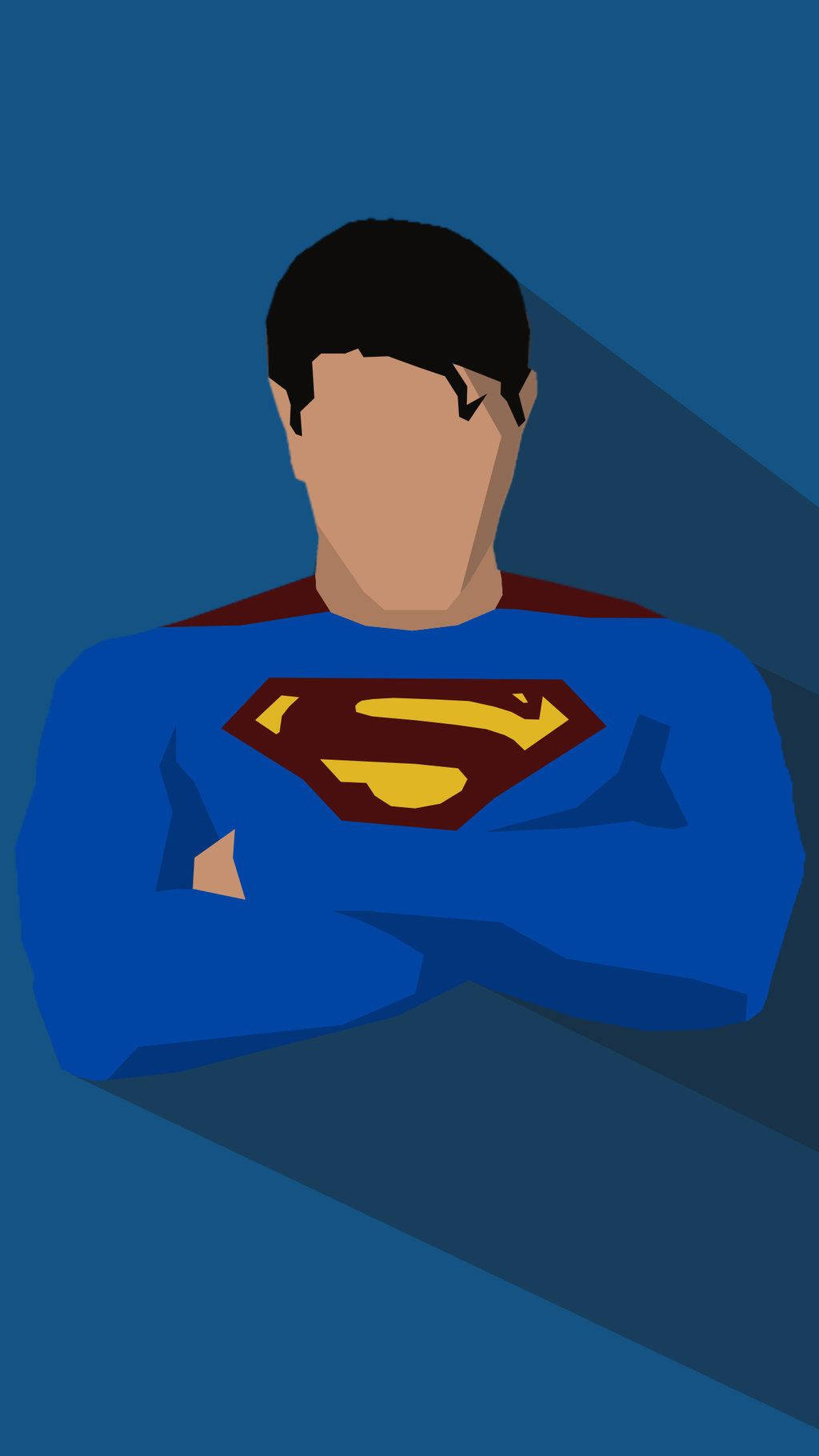 Superman In A Flat Style With Long Shadow Background