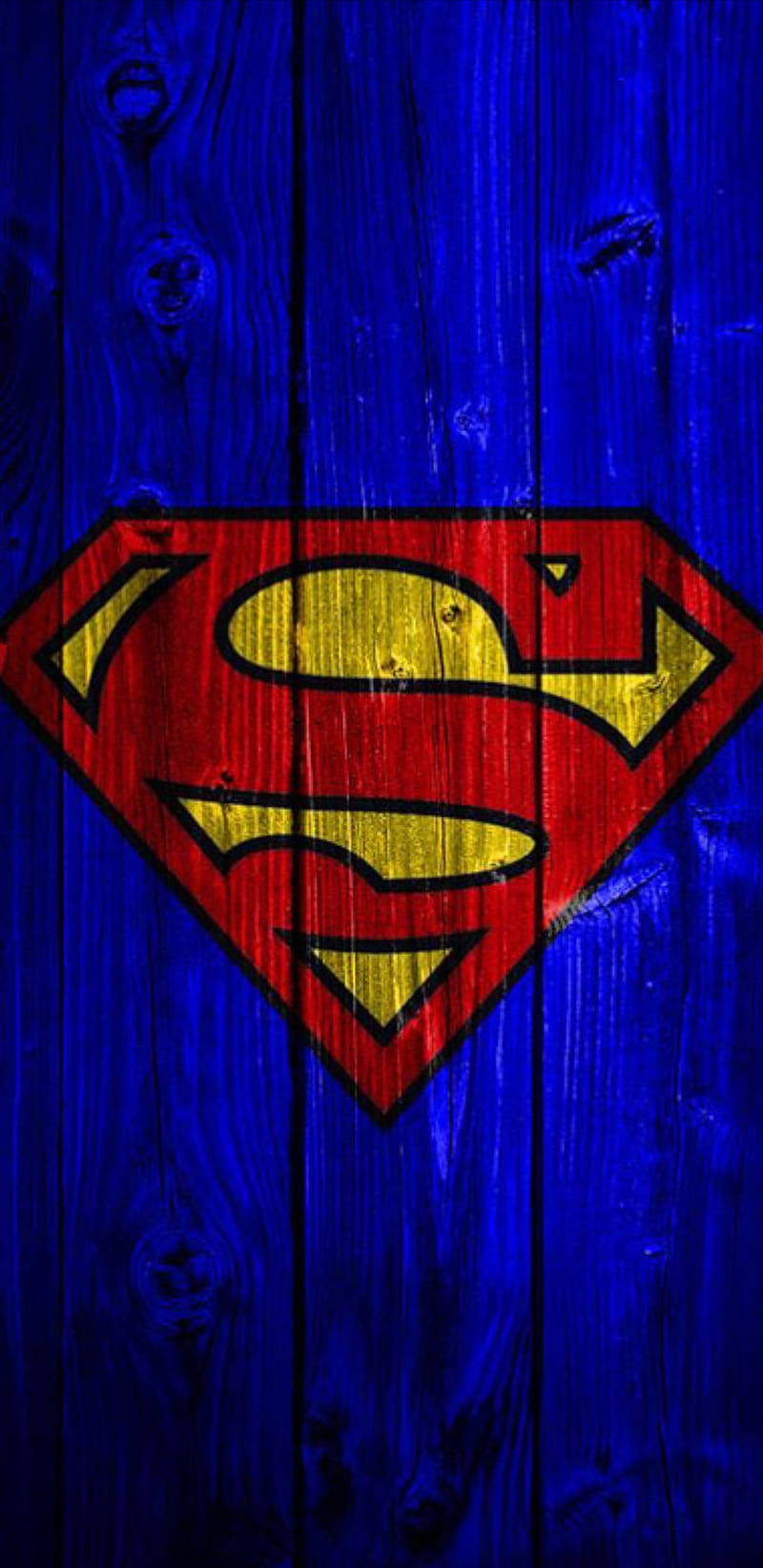 Superman Symbol Iphone Blue Wood Background