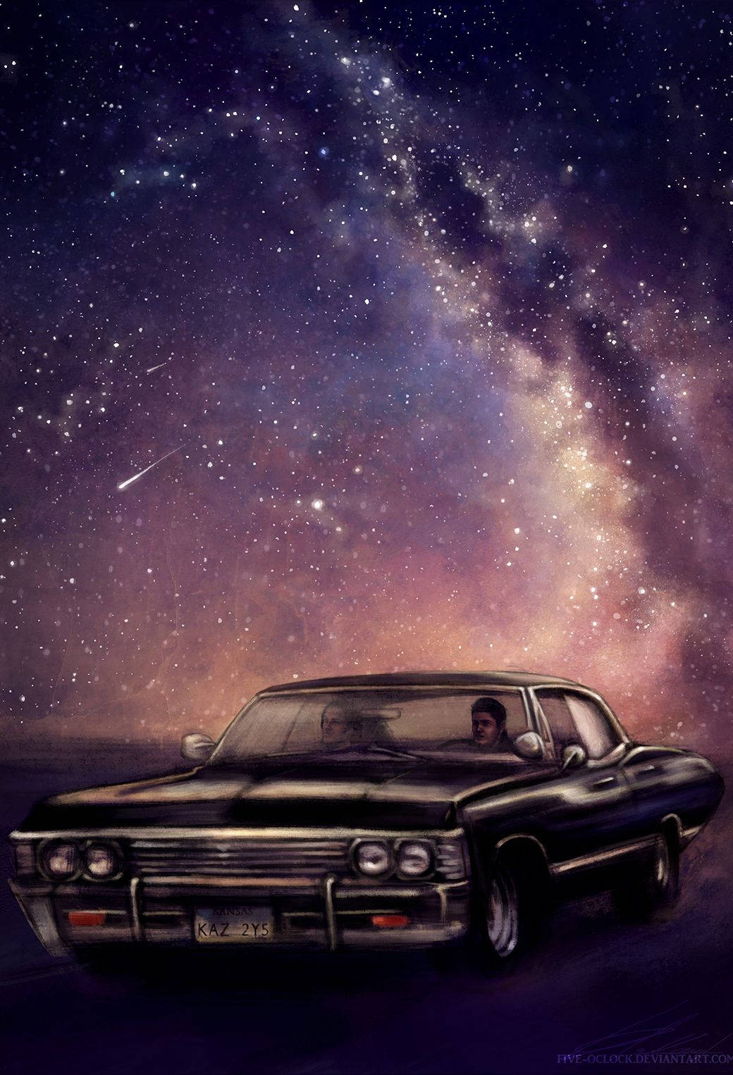 Supernatural Sam And Dean Under The Stars Background