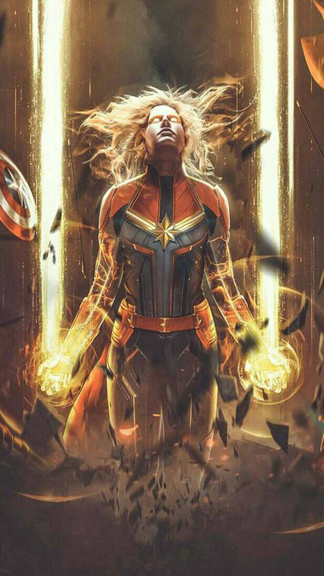 Superpower Captain Marvel Iphone Background