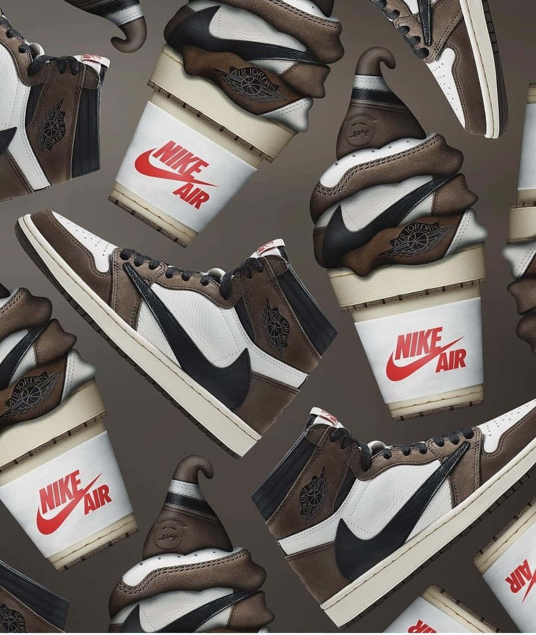 Superstar Artist And Sneaker Mogul, Travis Scott, Posing With His Official Jordan 1 Collaboration Background
