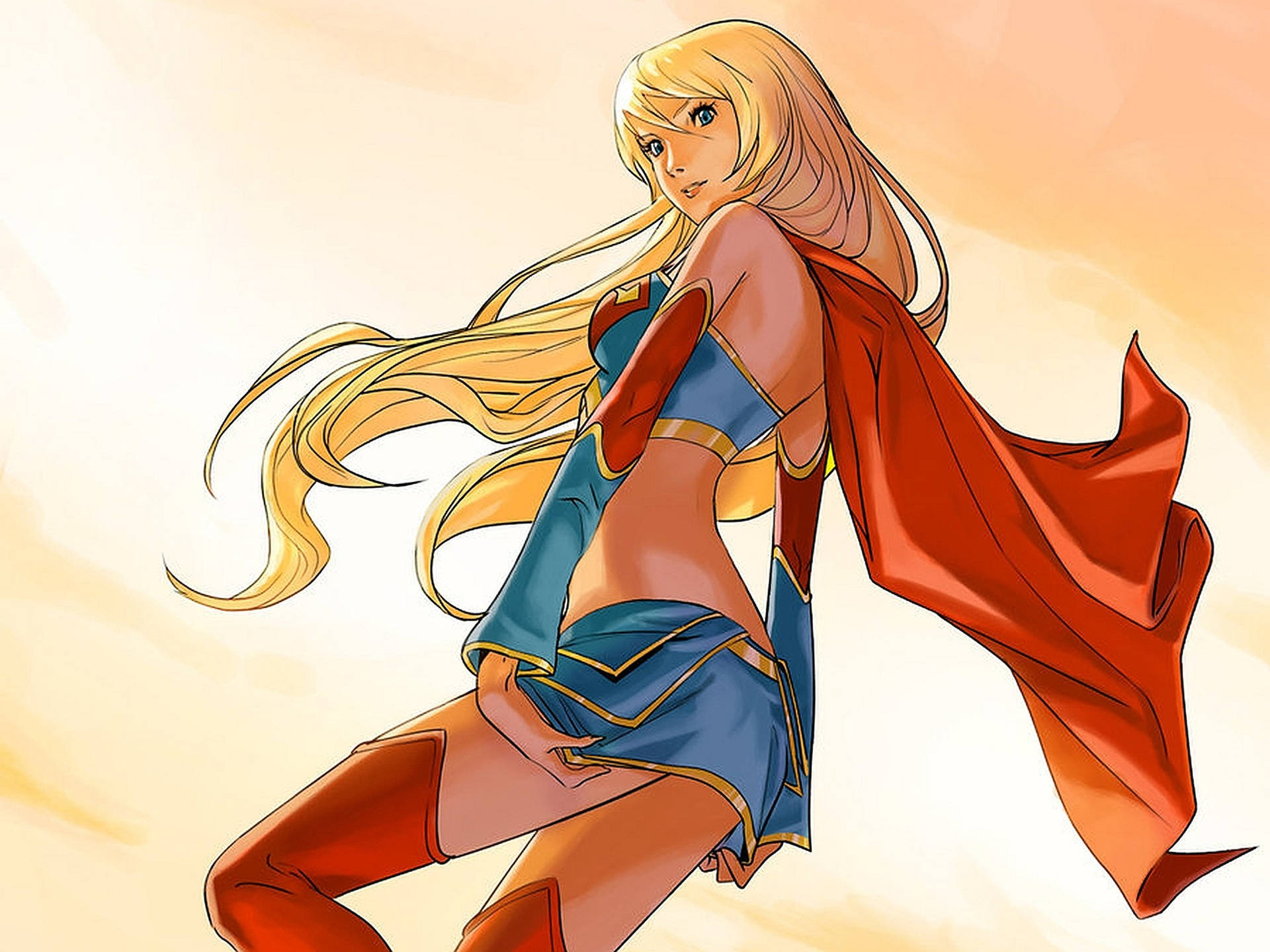 Superwoman Anime Vector Art Background