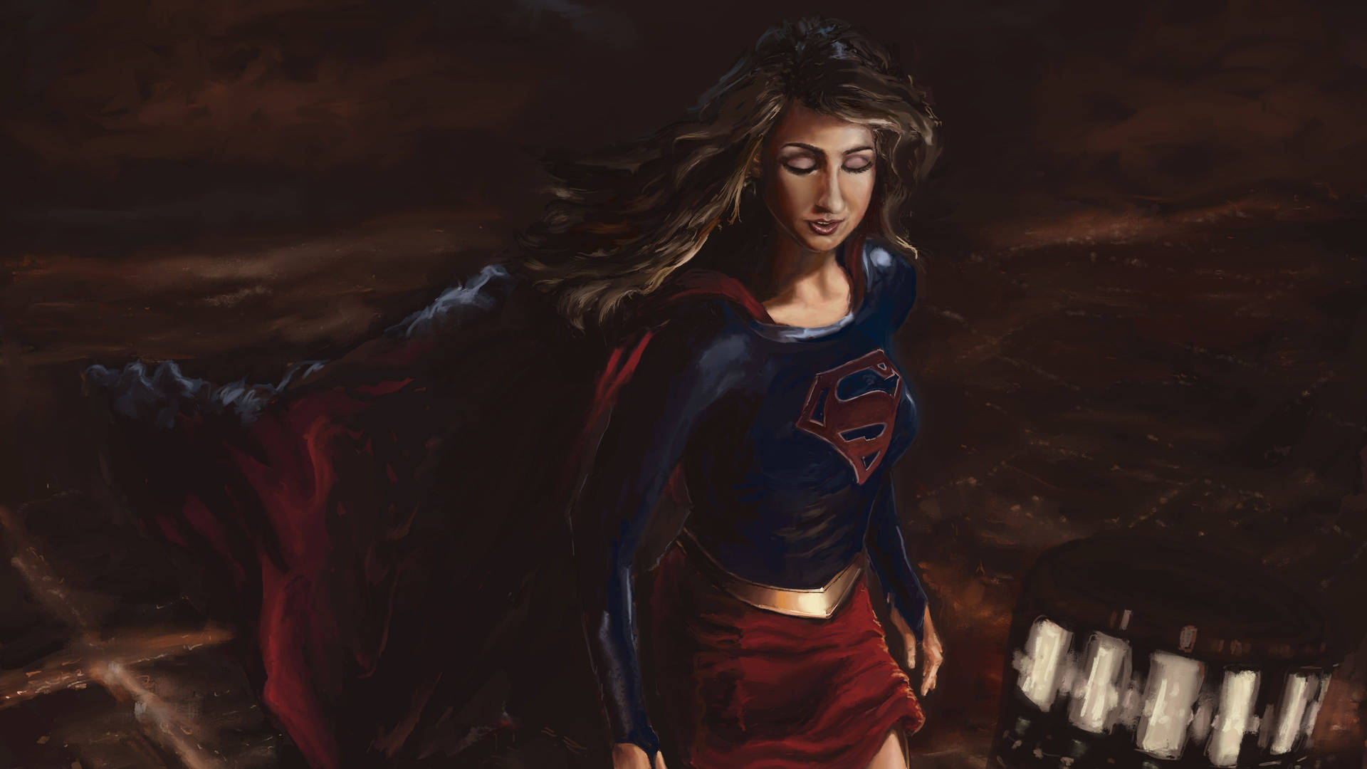 Superwoman Digital Painting Background