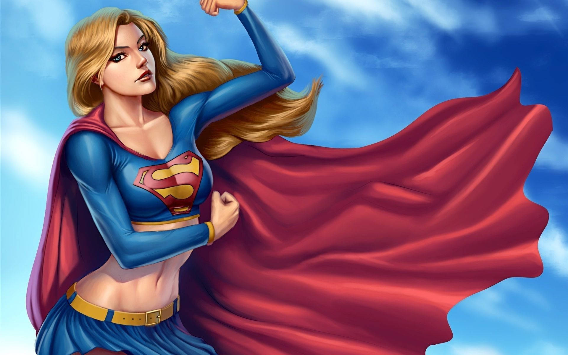 Superwoman Flexing Arms Background