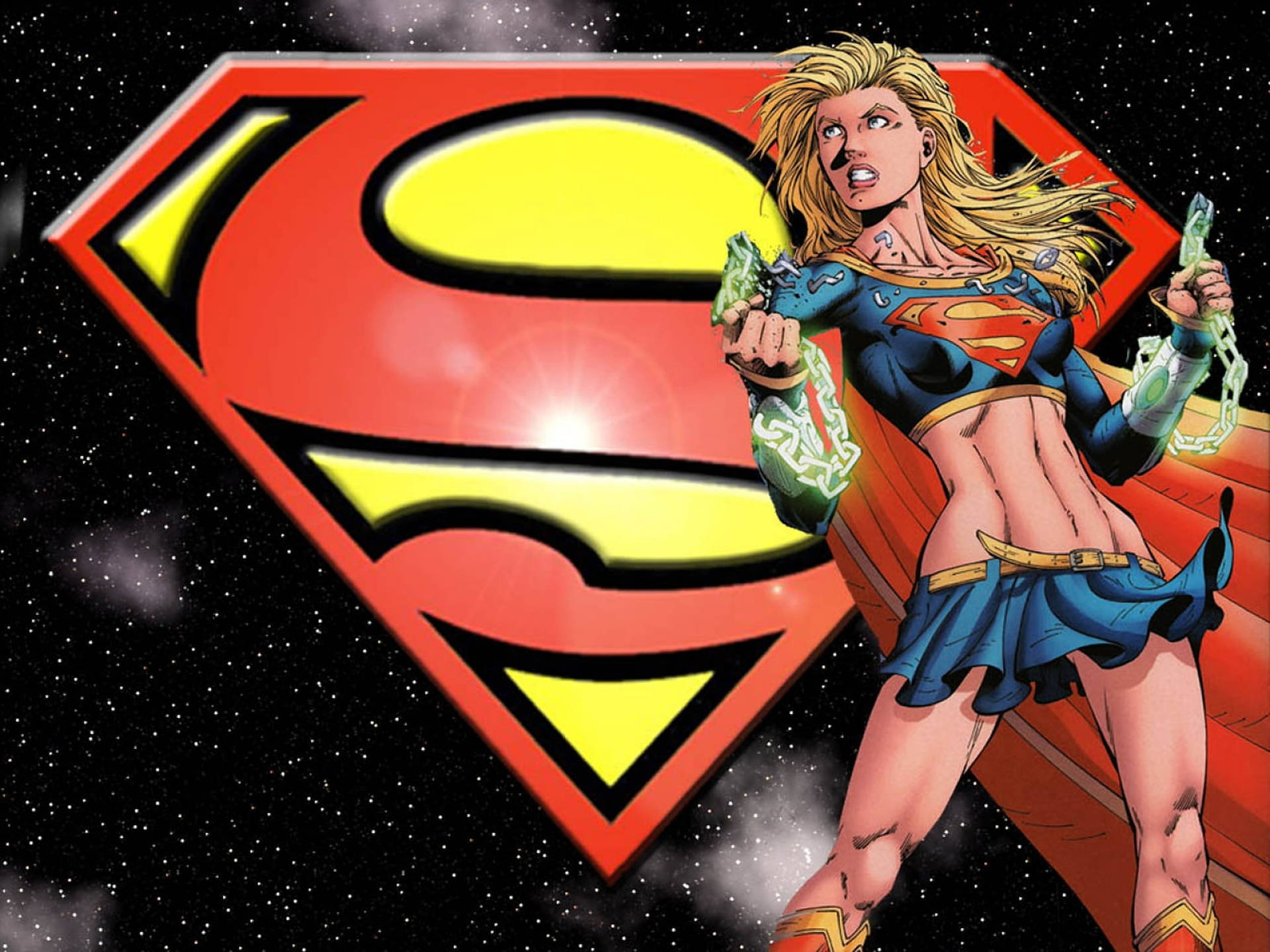 Superwoman With Glowing Chains Background