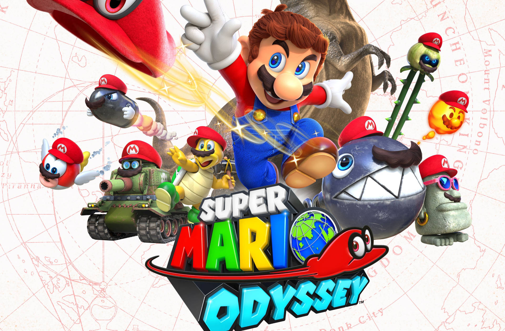 Supper Mario Odyssey Game Poster Background