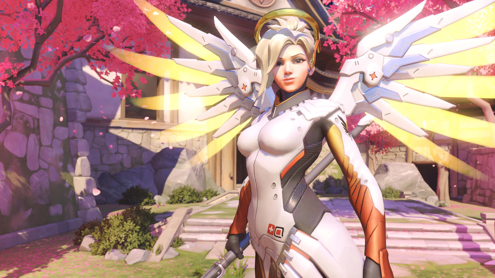 Support The Team With Mercy's Powerful Healing Capabilities In Overwatch. Background