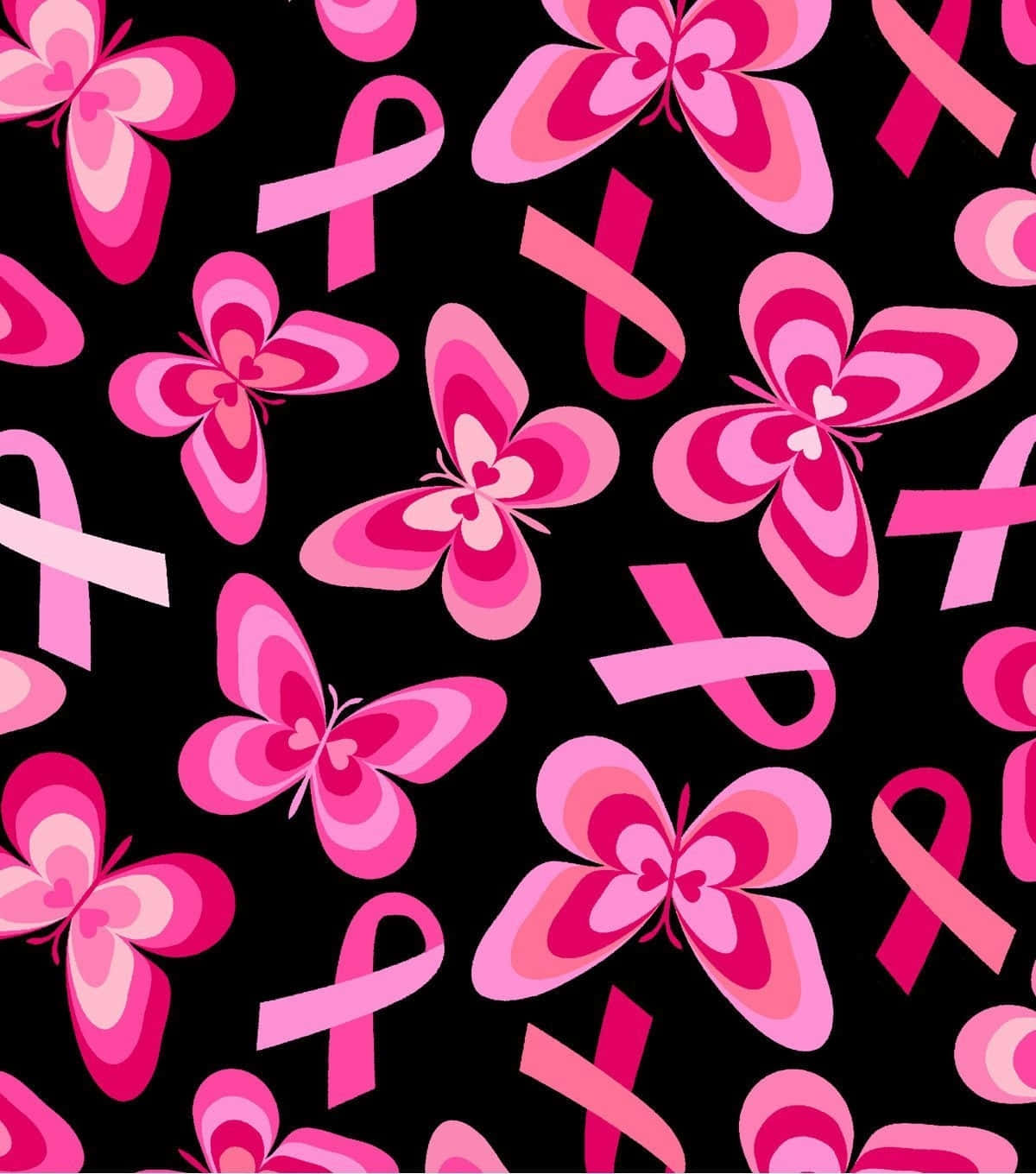 Supportive Pink Ribbon On A Painted Wall Background