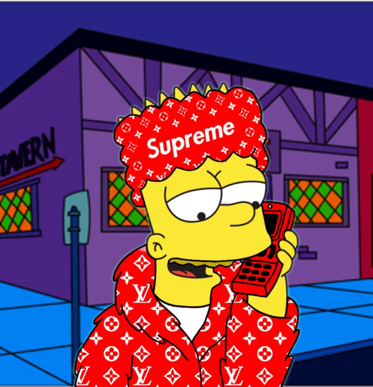 Supreme Bart Simpson Flexes His Style And Swagger Background