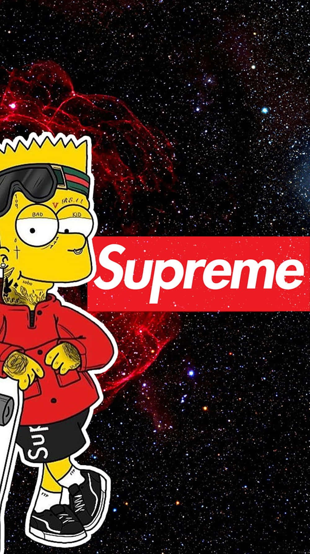 Supreme Bart Simpson Galaxy Background
