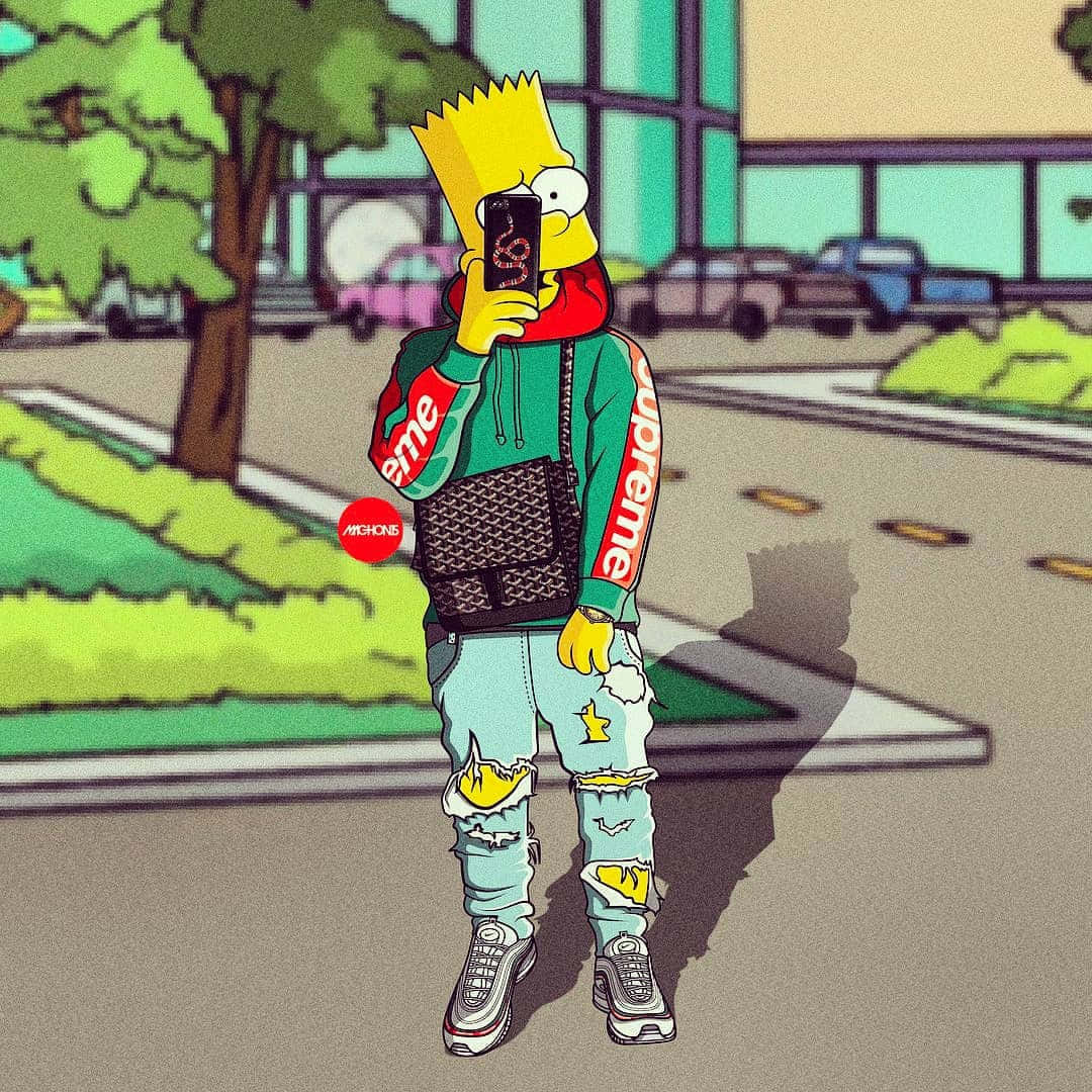 Supreme Bart Simpson Selfie Background