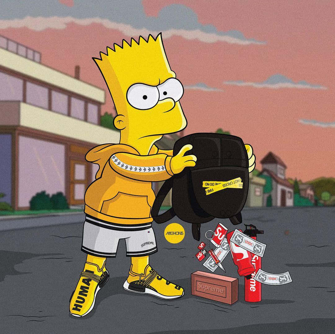 Supreme Bart Simpson Throwing His Bag Background