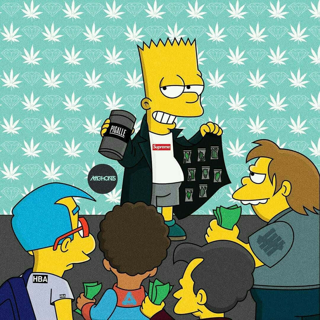 Supreme Bart Simpson With Friends Background