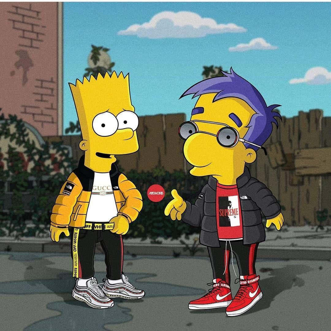 Supreme Bart Simpson With Milhouse Background