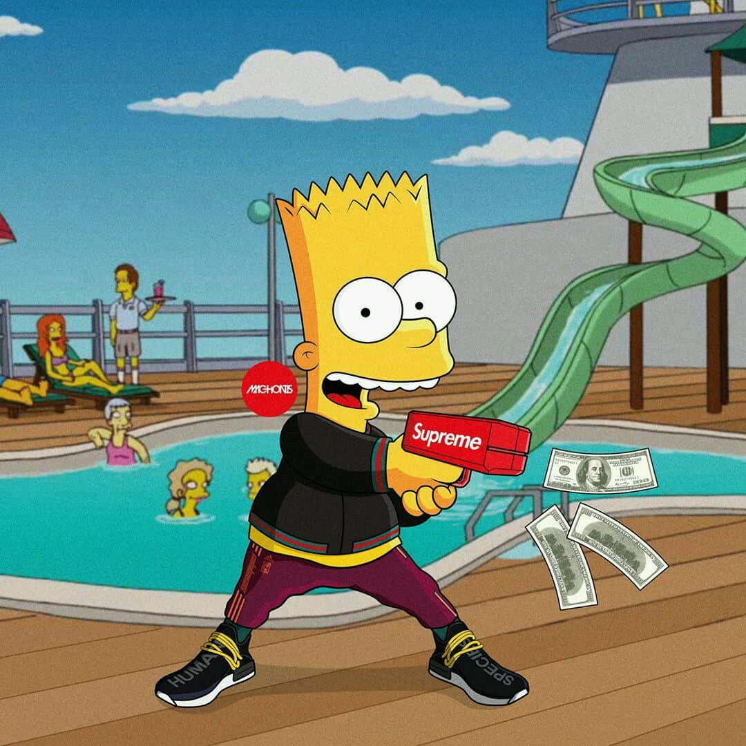 Supreme Bart Simpson With Money Gun