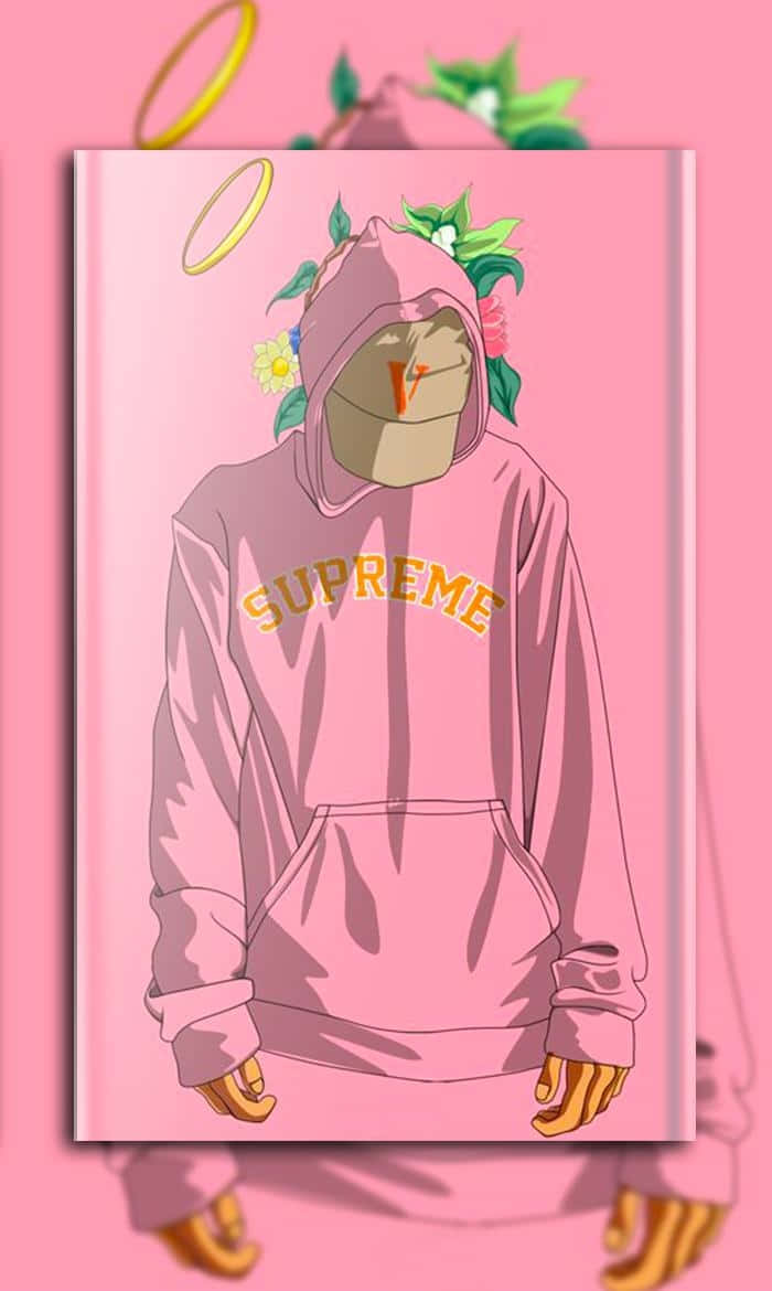 Supreme Hoodie - Pink Background