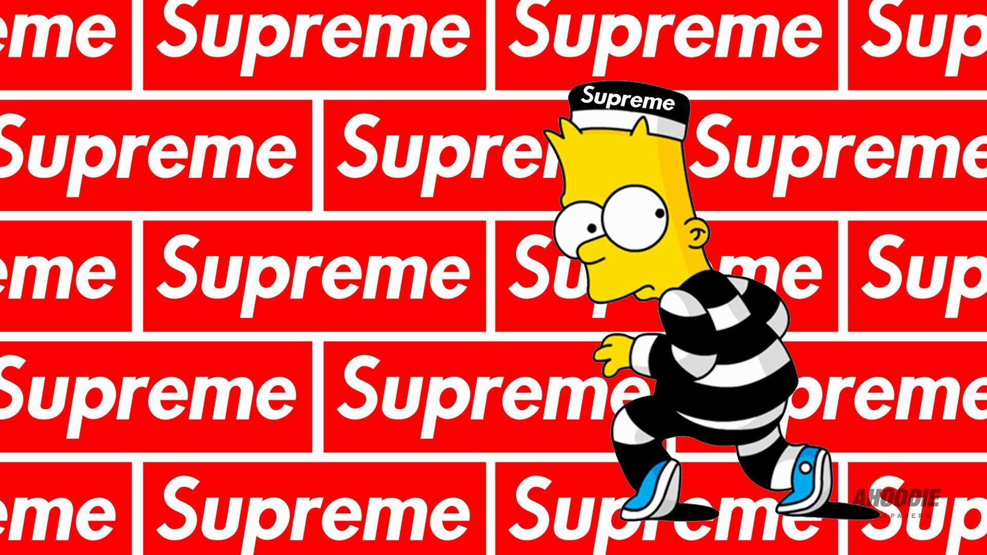 Supreme Laptop Featuring Bart Simpson As A Creative Artwork Background