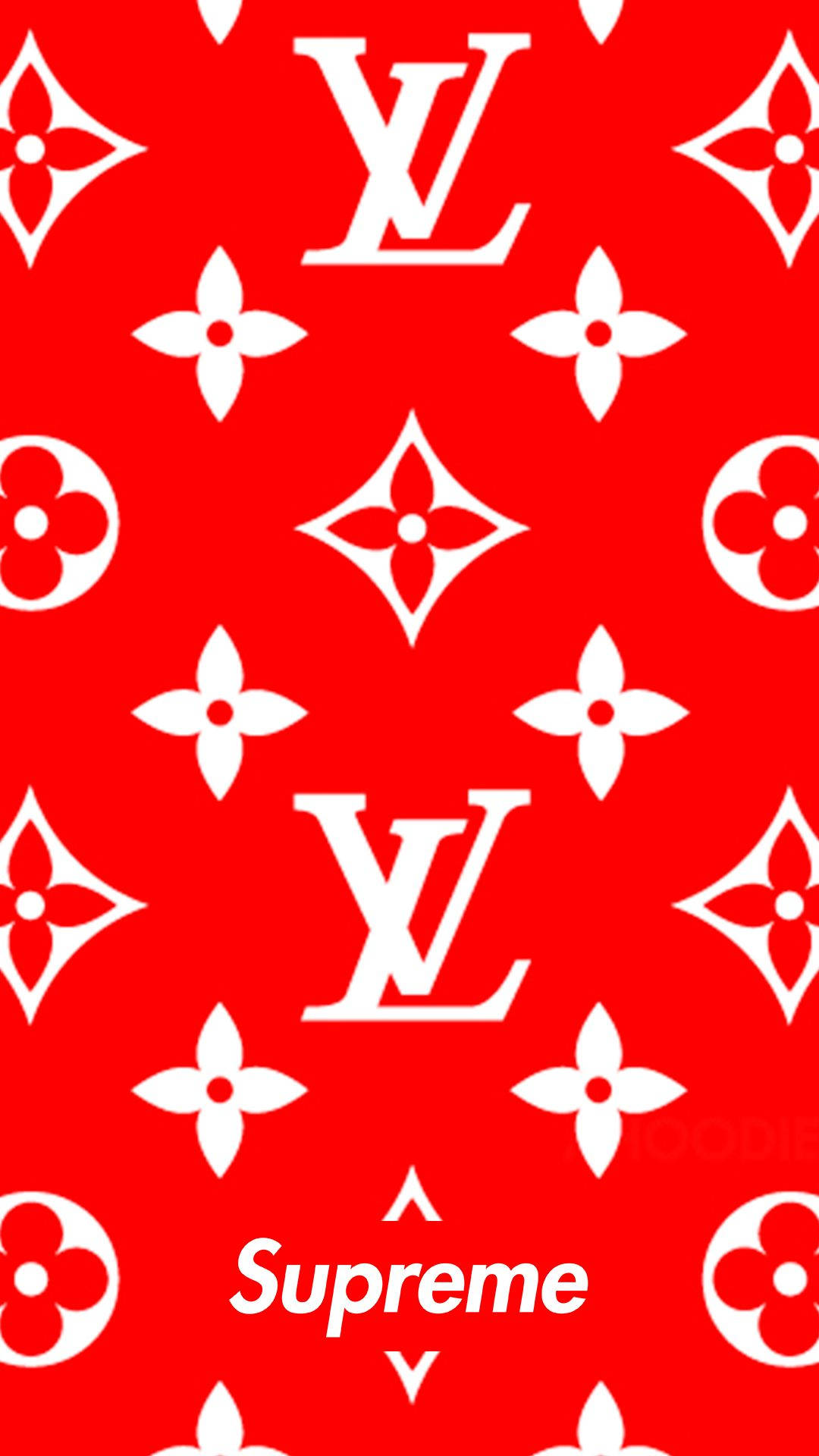 Supreme Logo And Louis Vuitton Malletier Background
