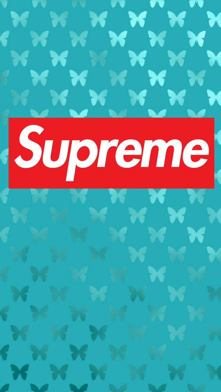 Supreme Logo In Butterfly Pattern Background