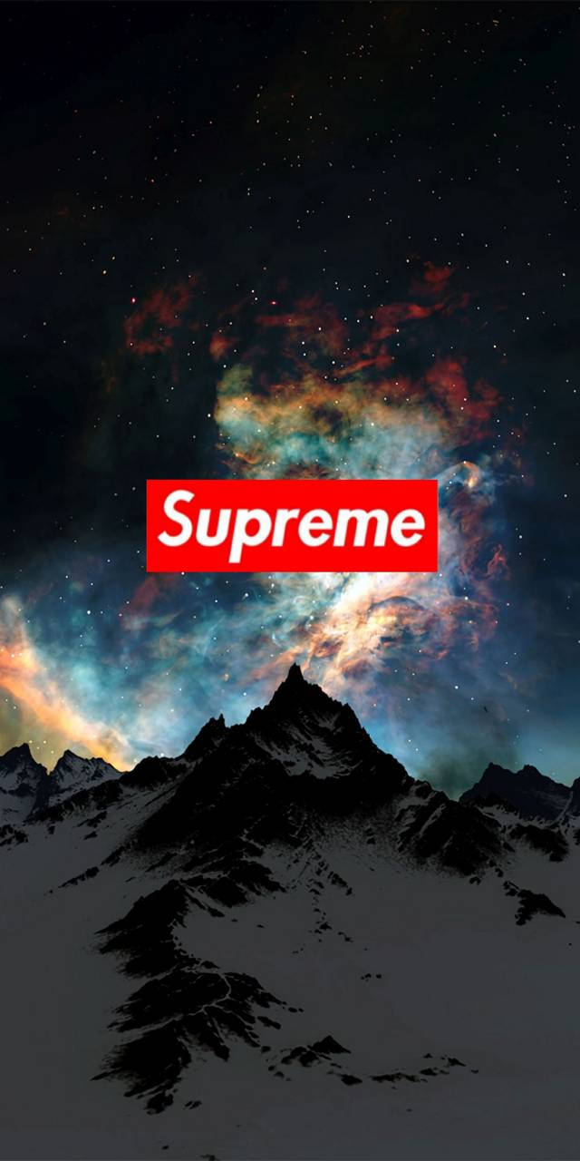 Supreme Logo On Mountain Background