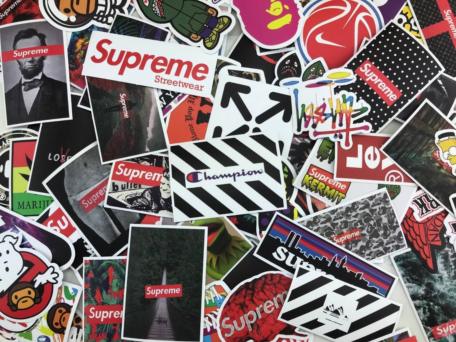 Supreme Red And Black Aesthetic Stickers Background