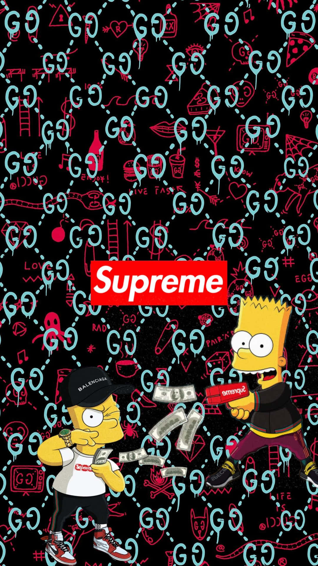 Supreme Simpson With Classic Skateboard Style Background