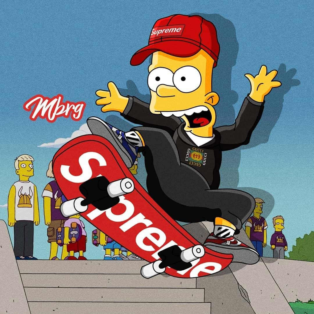 Supreme Skateboard Bart Simpson Background